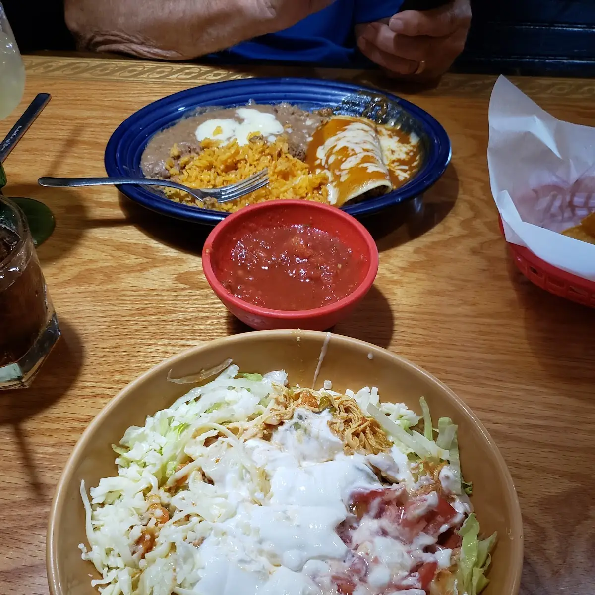 Enchiladas and Chicken Taco Salad Without the Shell
