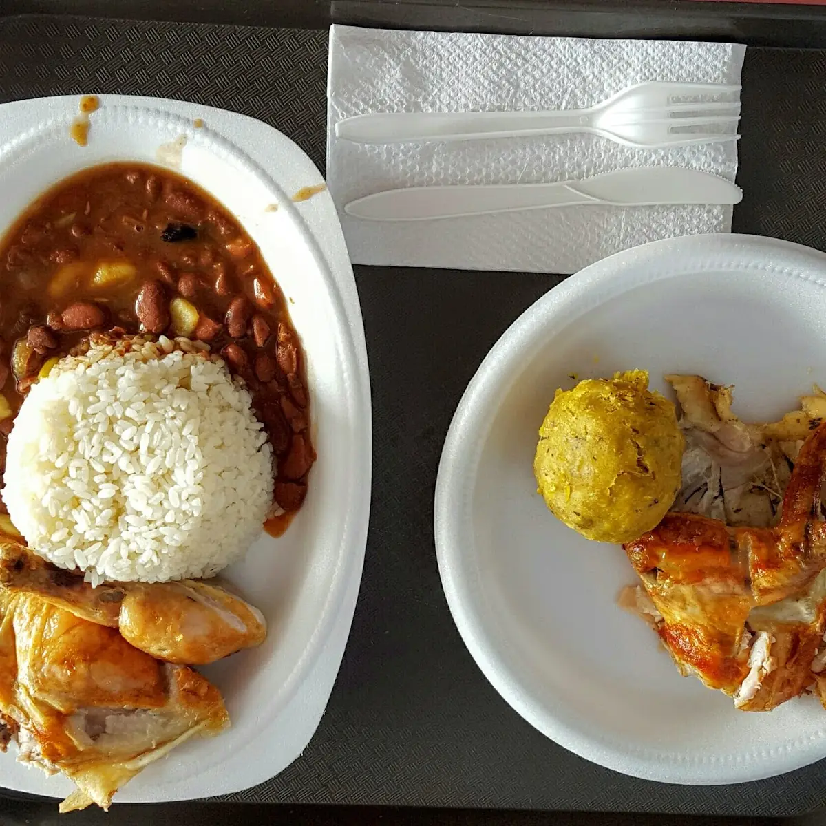 Chicken with White Rice and Beans