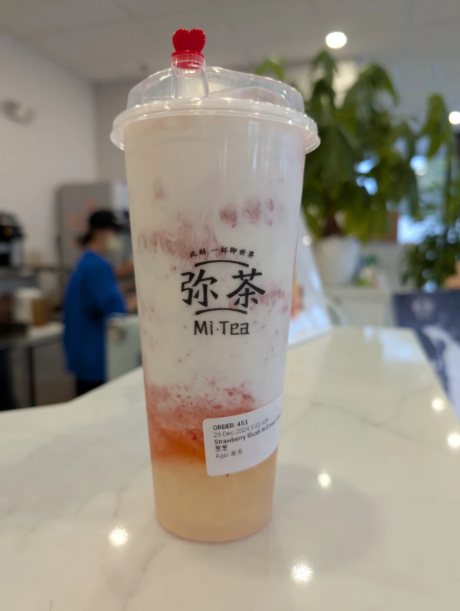 Strawberry Slush with Cheese Foam