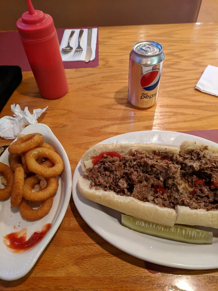 Cheesesteak and Onions Rings