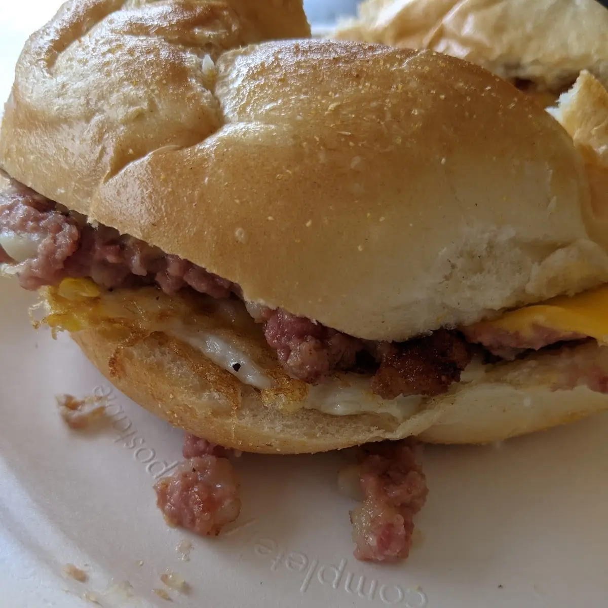 Bacon Egg Cheese & Corned Beef Hash on a Roll