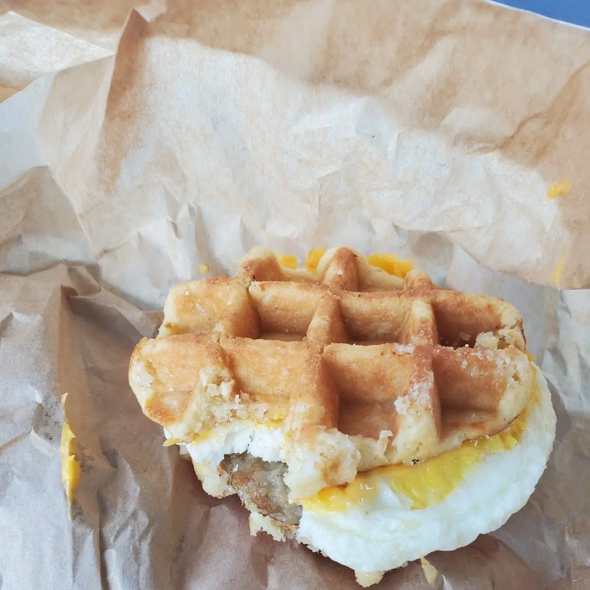 Waffle Sausage Egg and Cheese