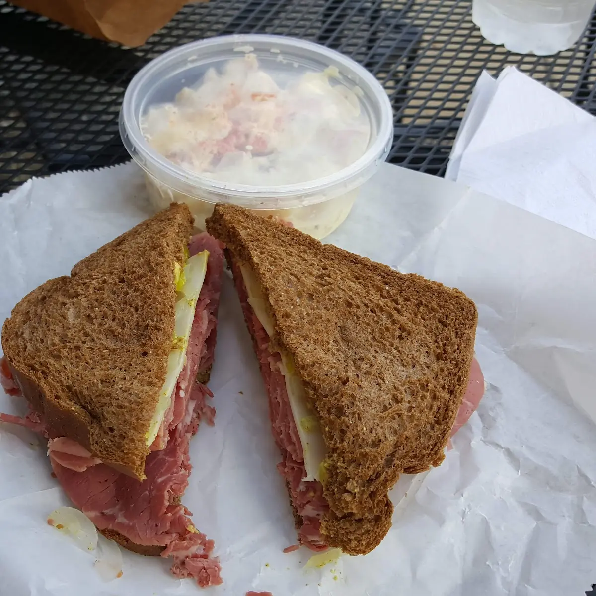 Corned Beef on Rye with Potato Salad