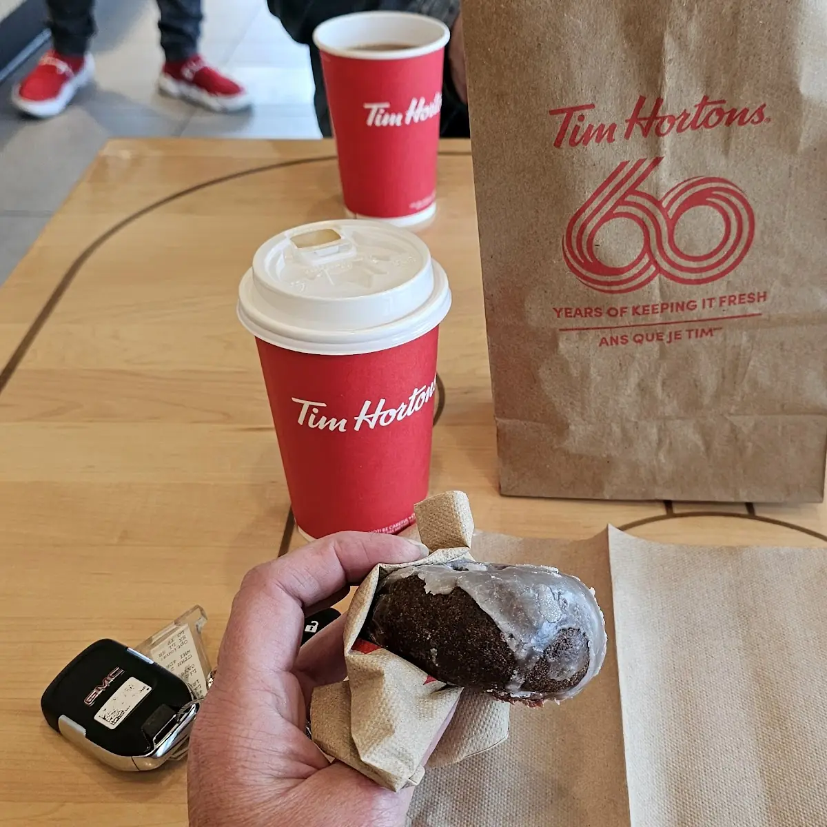 Chocolate Glazed Donut & Cappuccino, Tim Hortons