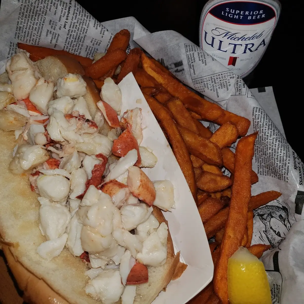 Lobster Roll with Sweet Potato Fries