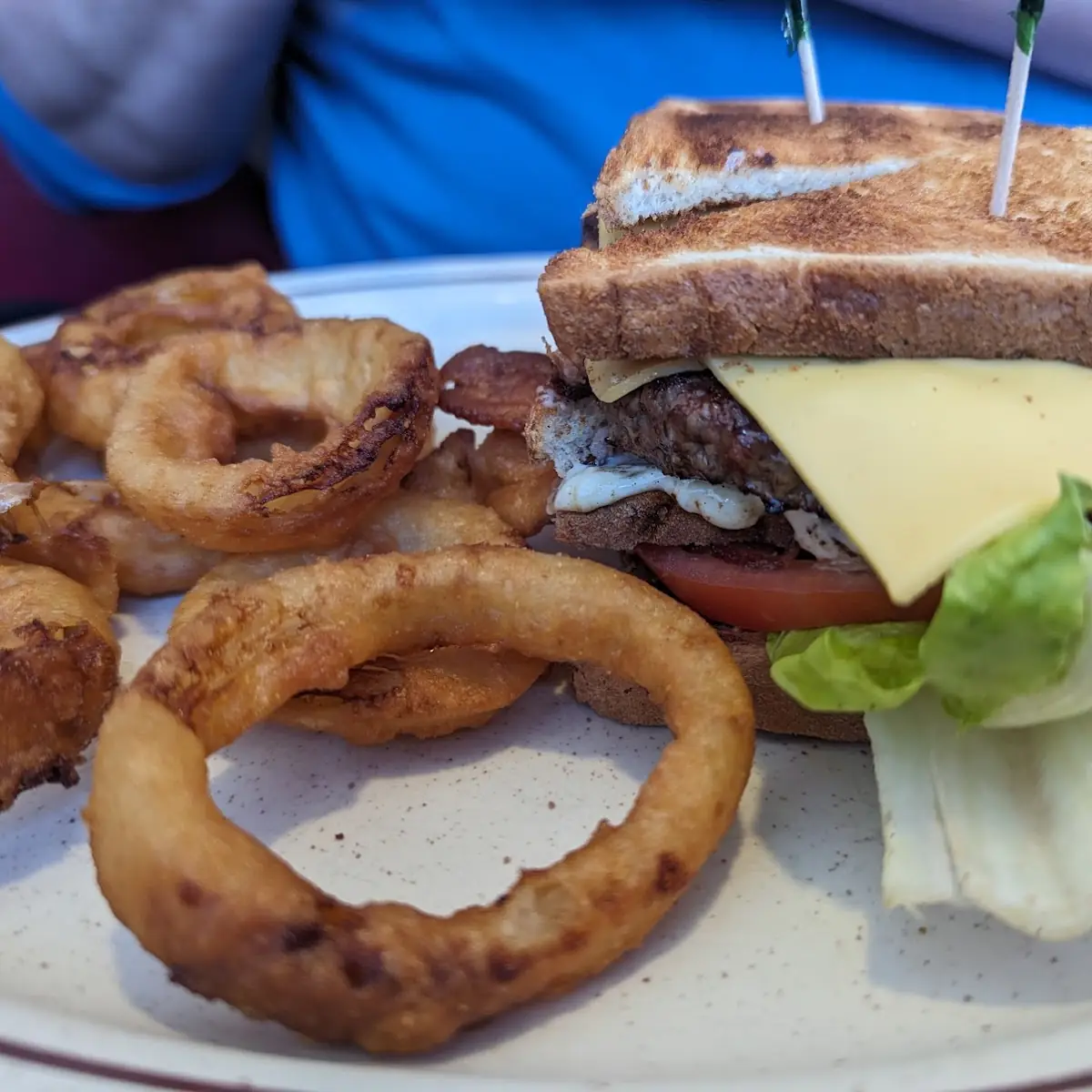 Patty Melt with Onion Rings