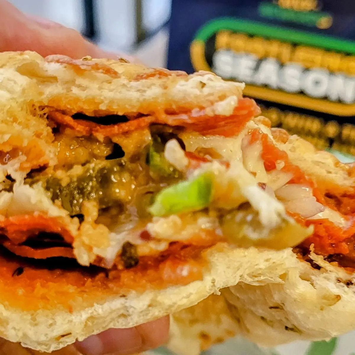 Footlong Pizza Sub on Italian Herbs and Cheese Bread
