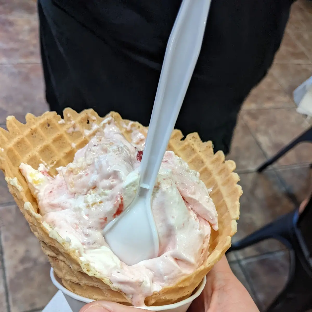 Strawberry Cheesecake Waffle Cone