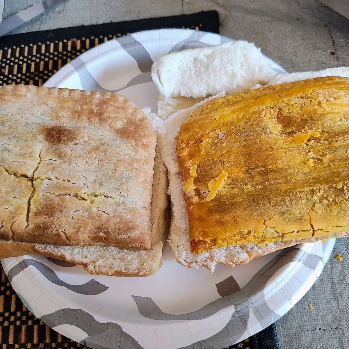 Spicy Beef Patty and Spicy Chicken Patty on Half Coco Bread