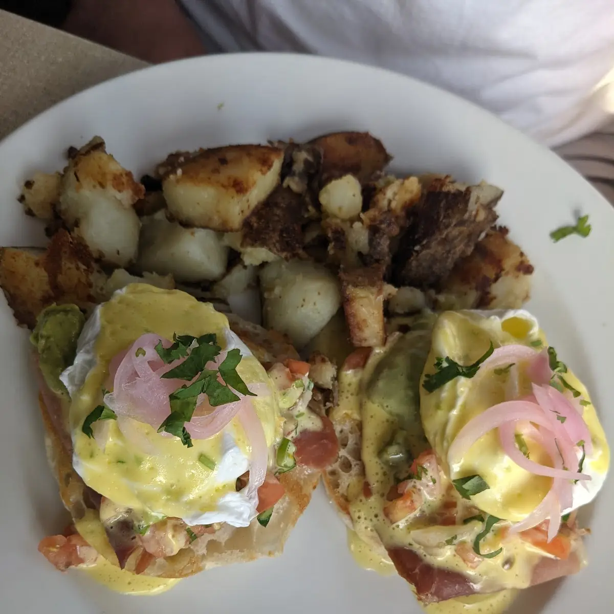 Eggs Benedict and Roasted Potatoes