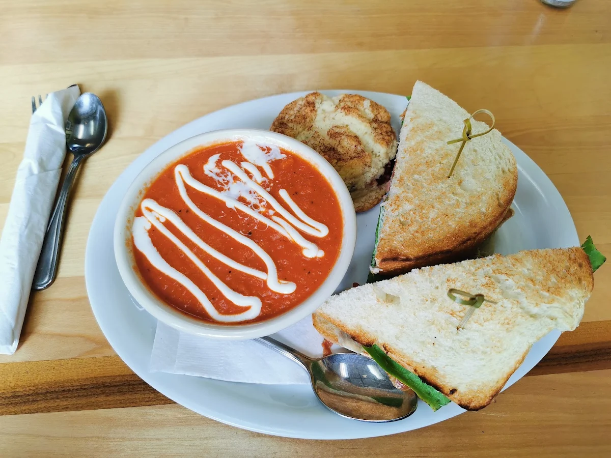 Turkey Club Sandwich with Roasted Red Pepper Soup