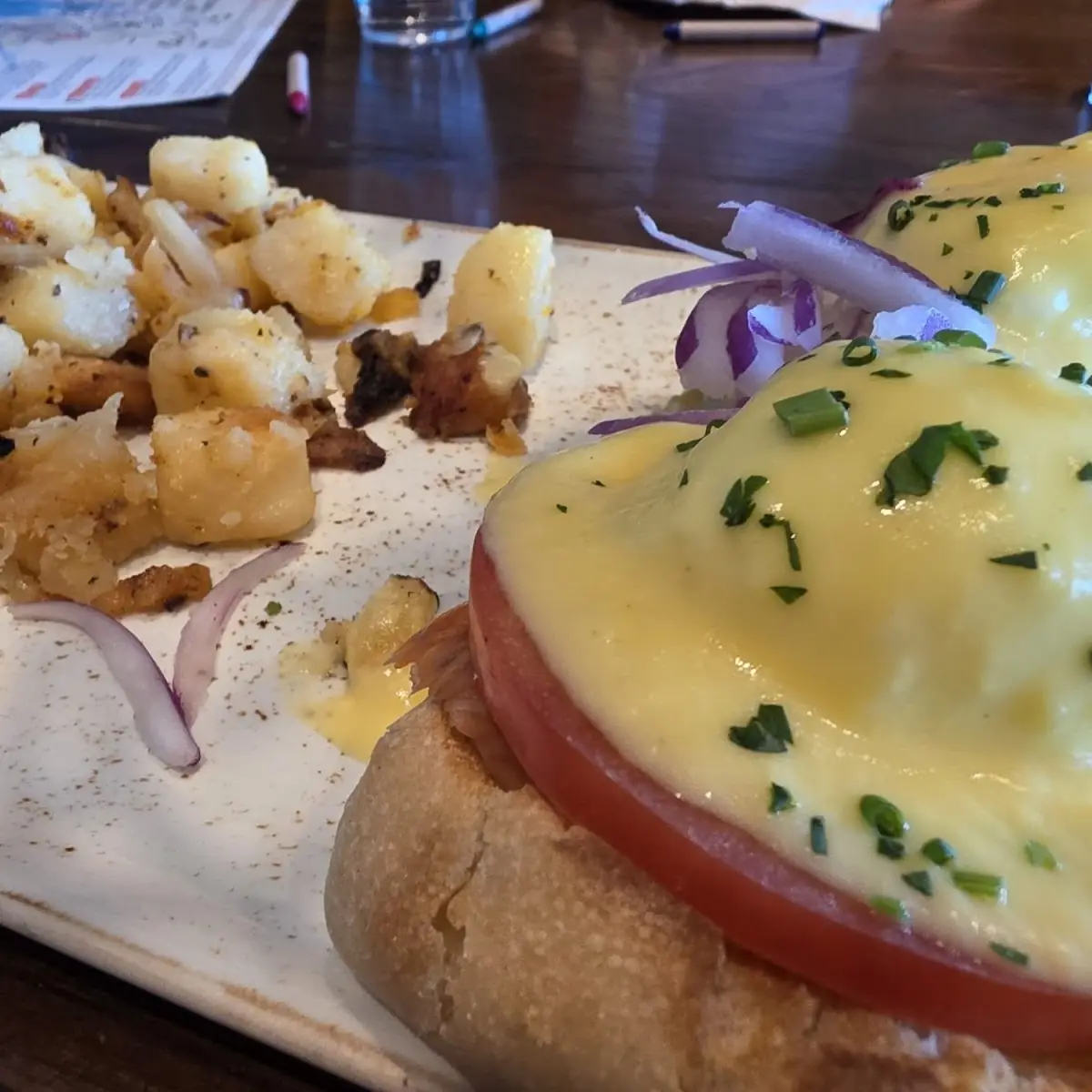 Eggs Benedict with Salmon and Roasted Potatoes