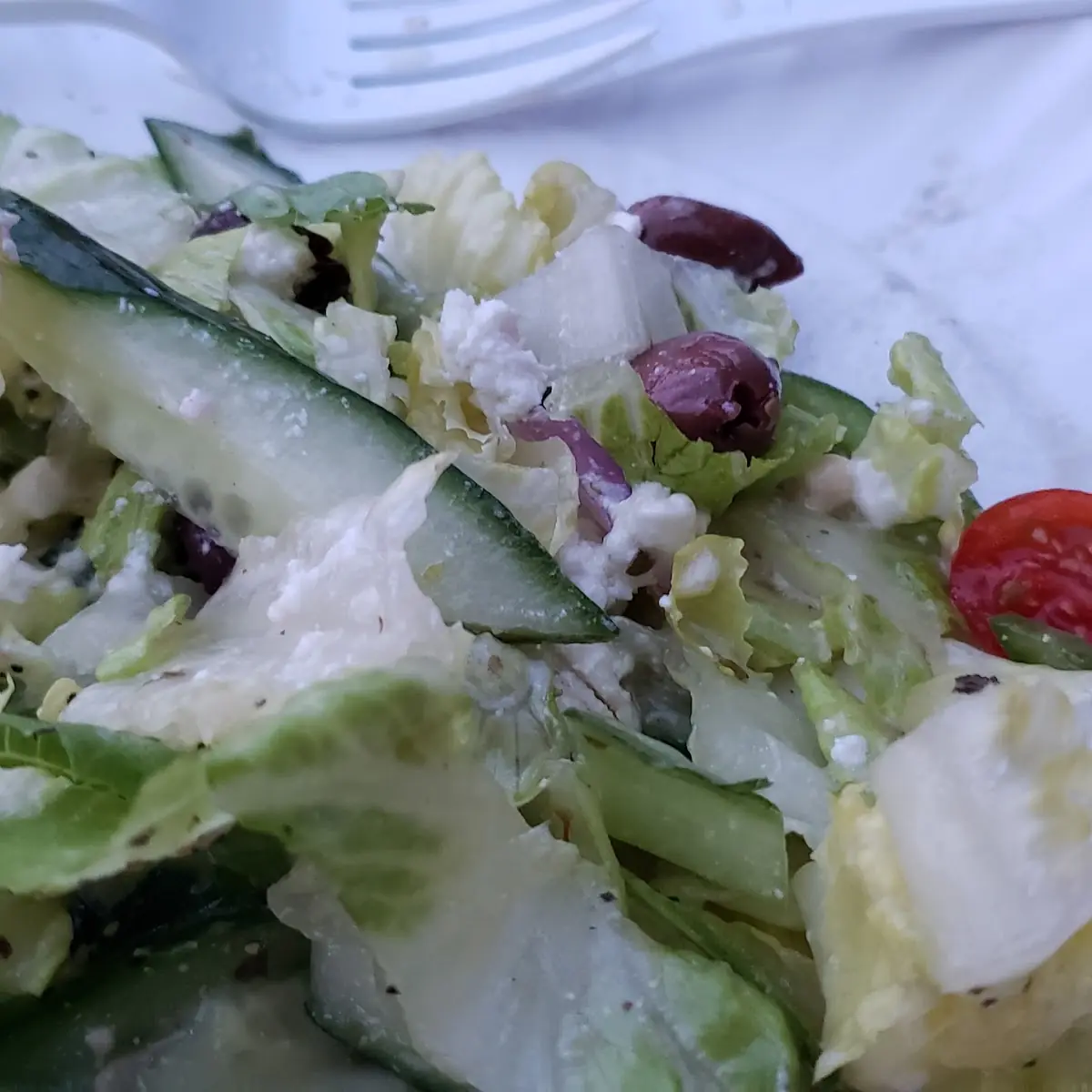 Greek Salad and Pizza