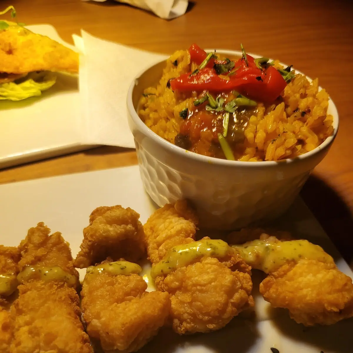 Deep Fried Chicken Cracklings with Cassava Mofongo