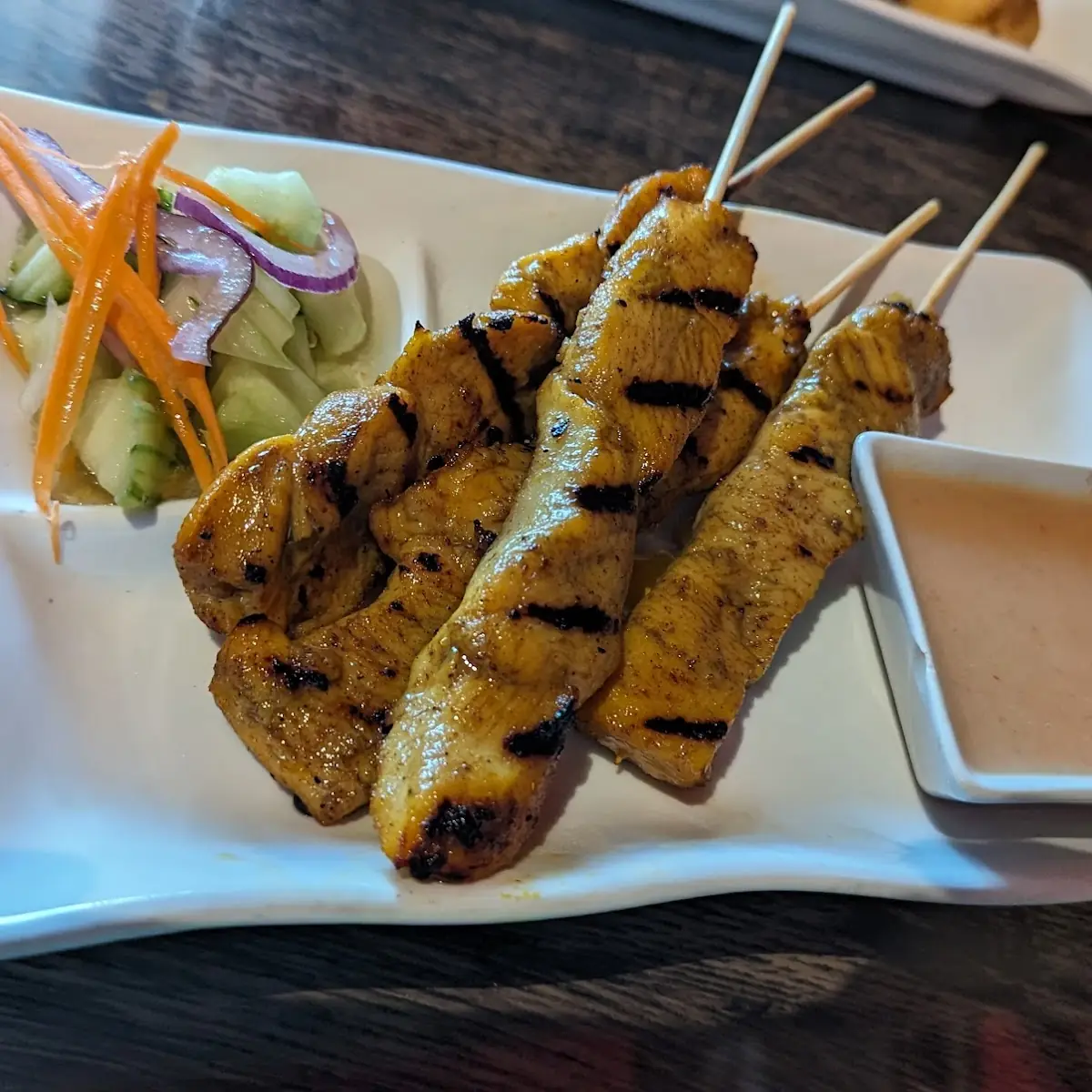 Chicken on a Stick w Peanut Butter Sauce