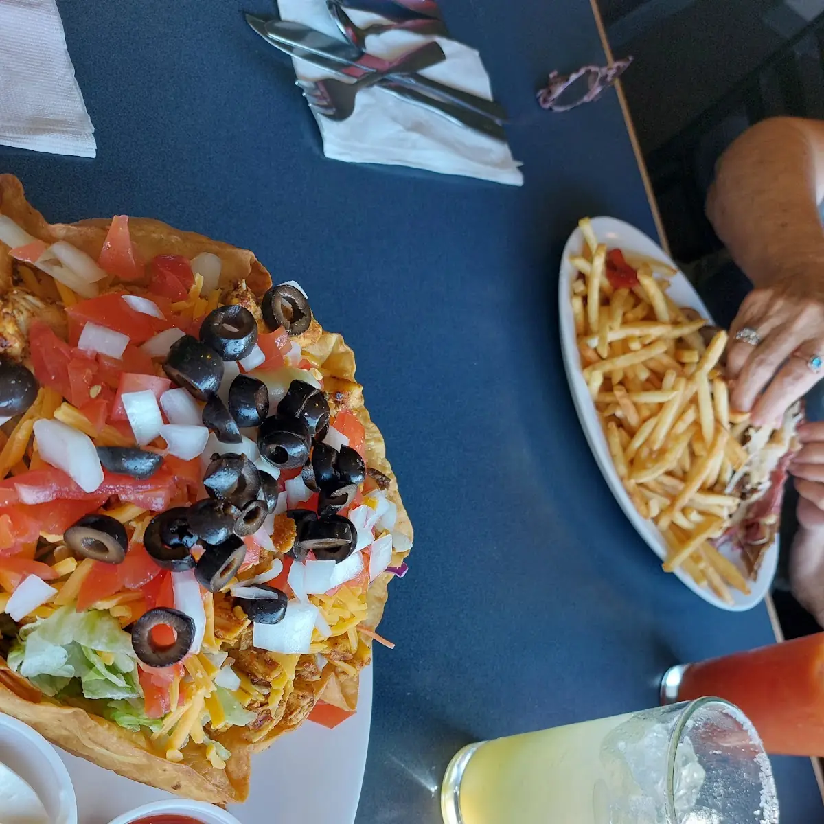 Chicken Taco Salad and Ruben Sandwich