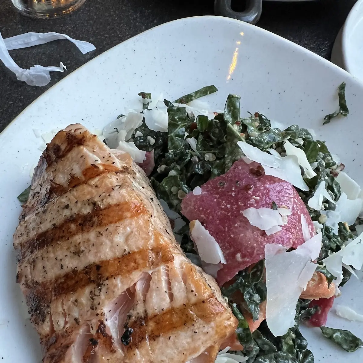 Kale Caesar Salad with Salmon