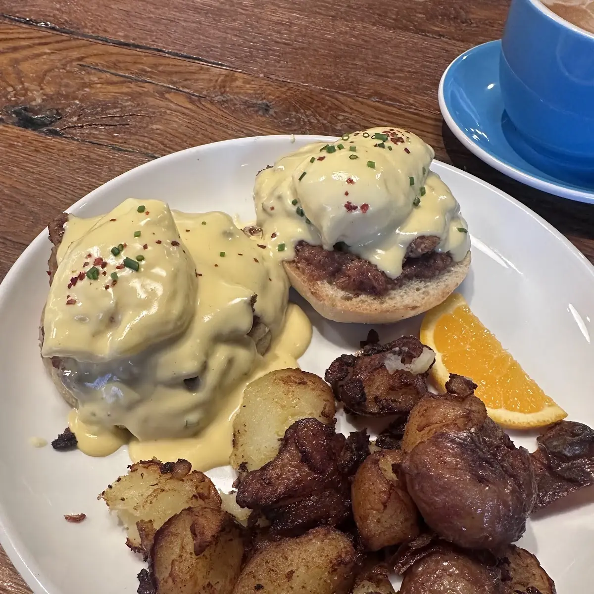 Eggs Benedict and Breakfast Potatoes