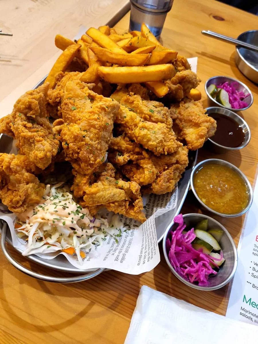 Korean Fried Chicken Wings with Fries, K-wings