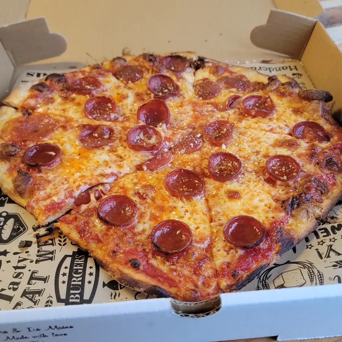 Pepperoni Pizza in Cardboard Box