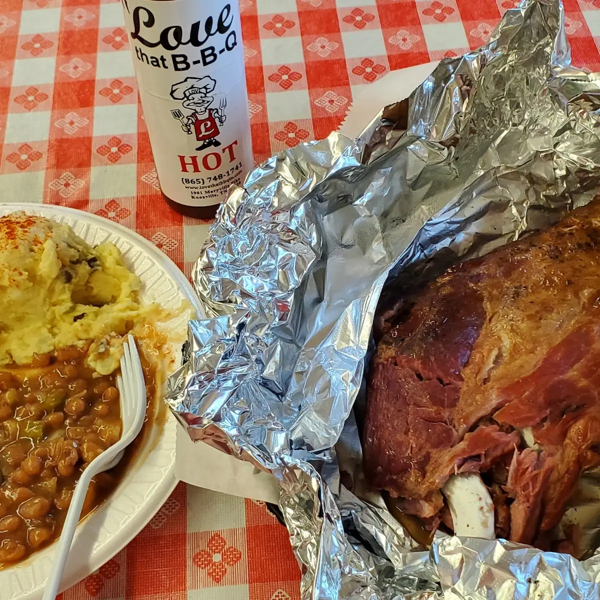 Half Rack of Ribs Beans Tater Salad