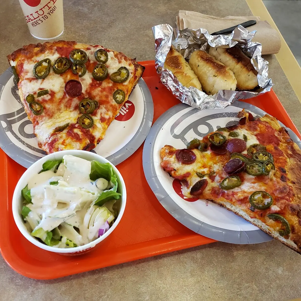 Pizza Slices with Salad