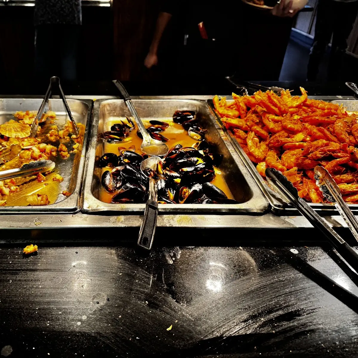 Steak and Steamed Vegetables Buffet