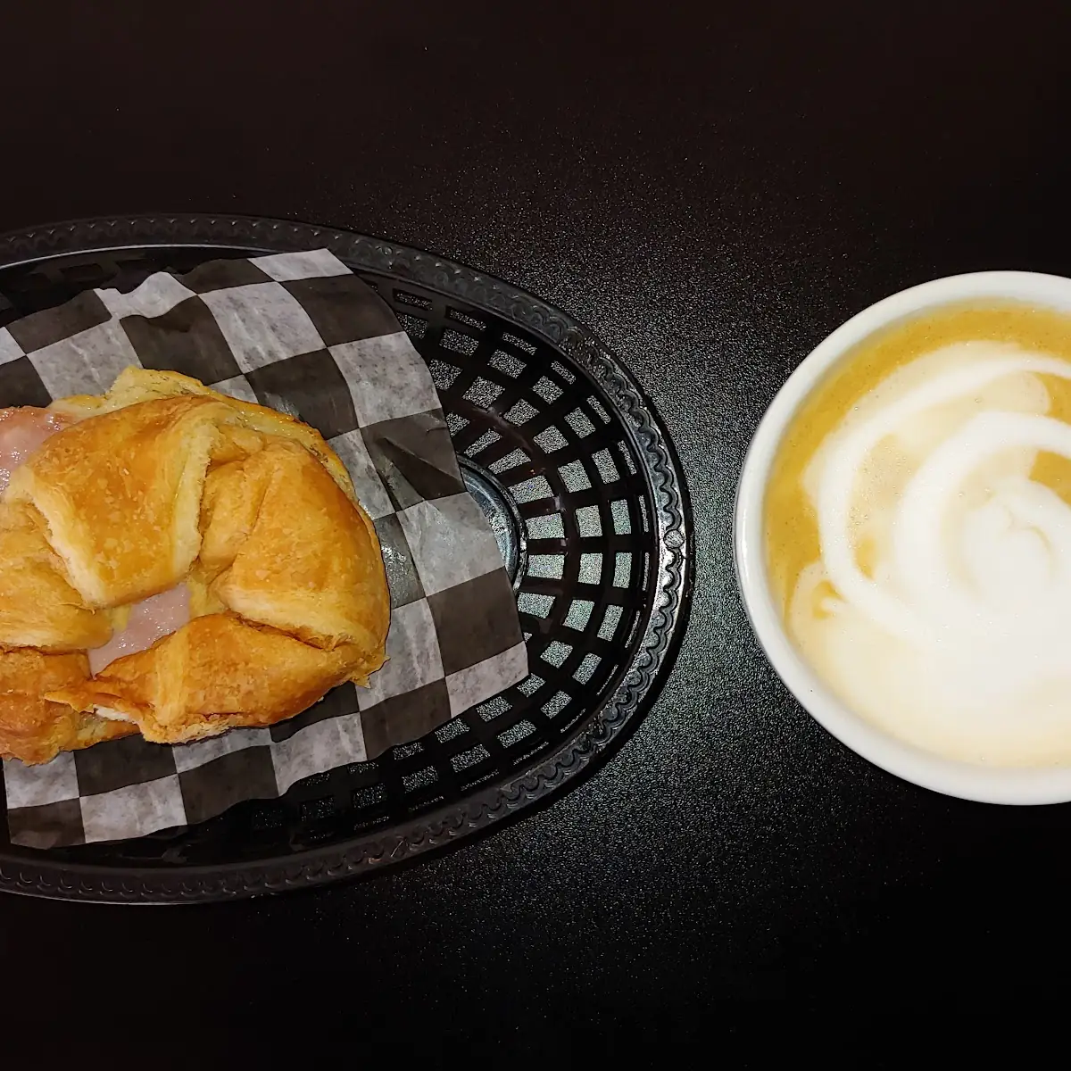Ham and Cheese Croissant and a Latte