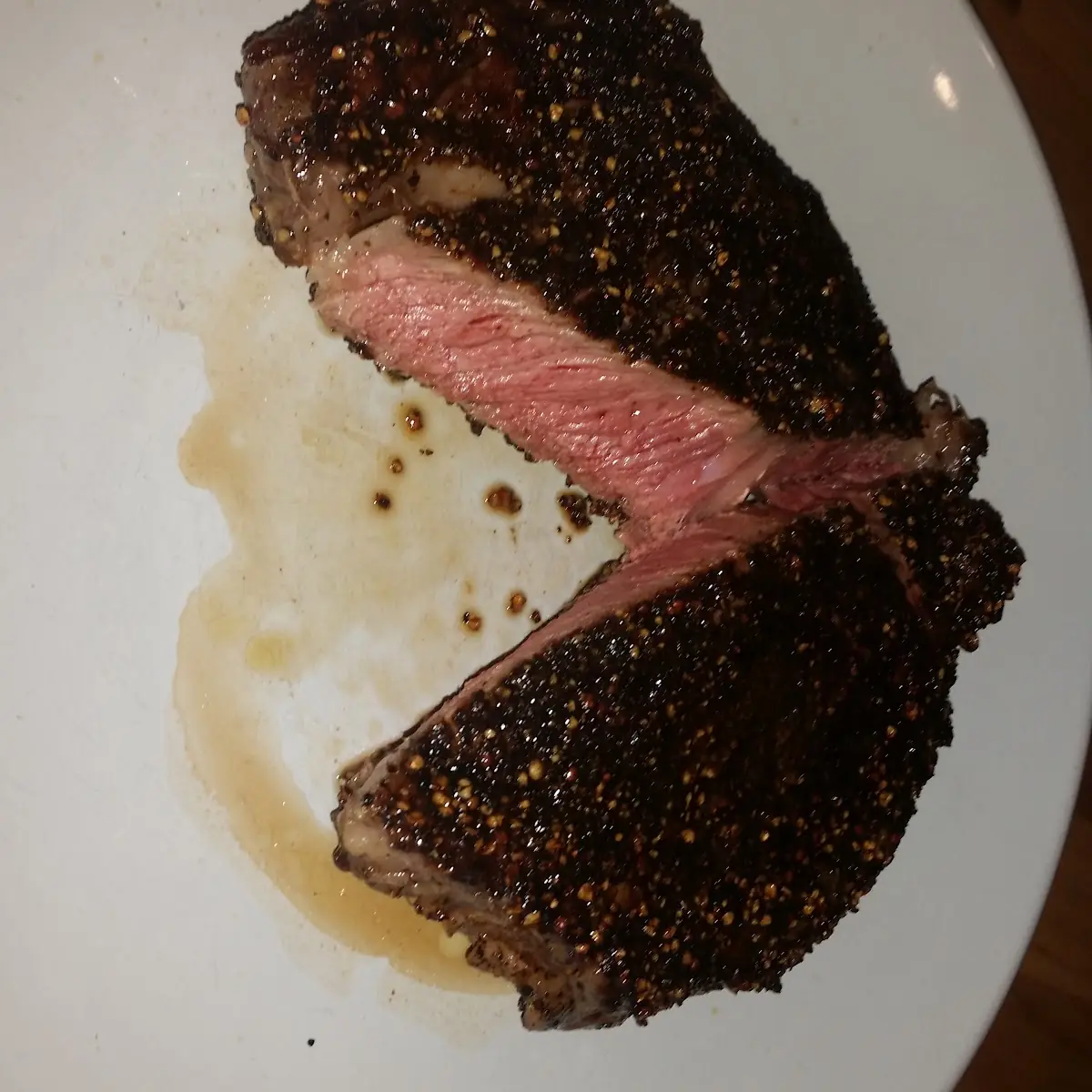 Peppercorn-Crusted Aged Ribeye Steak