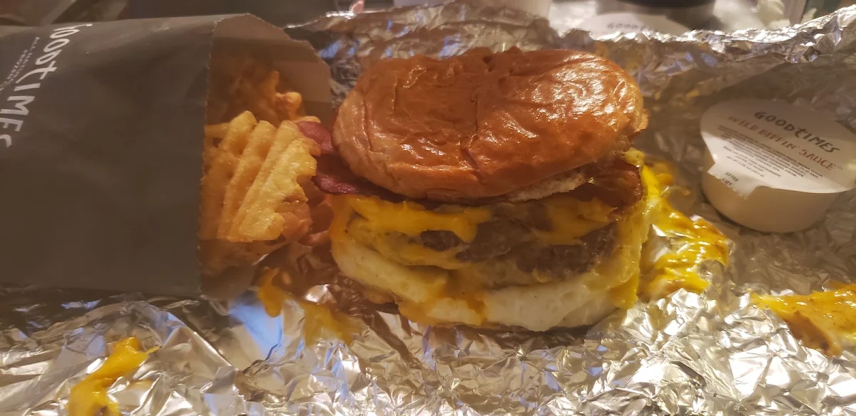 Fresh Cracked Egg Double Bacon Cheeseburger with Extra Egg Cheese and Bacon on an Extra Toasted Bun