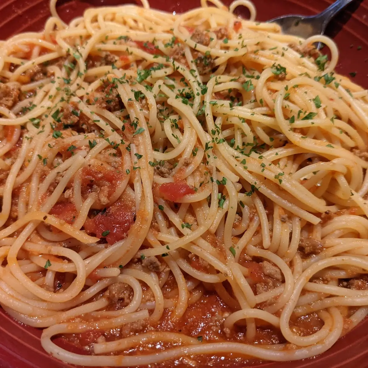 Spaghetti w Bolognese Sauce Substitute Capellini