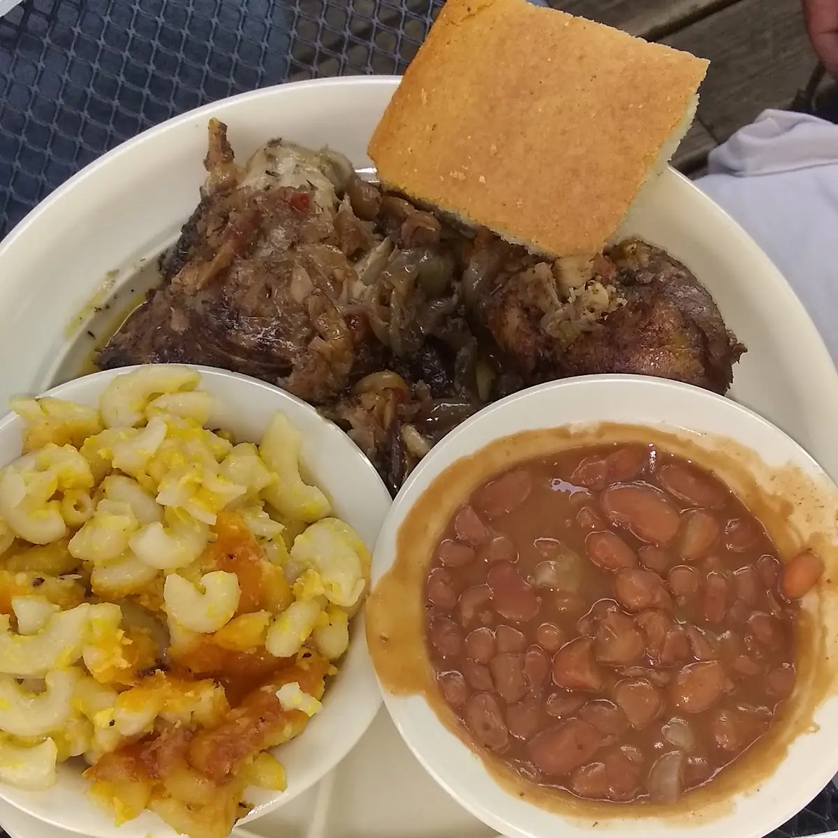 Smoked Chicken Macaroni and Cheese Baked Beans