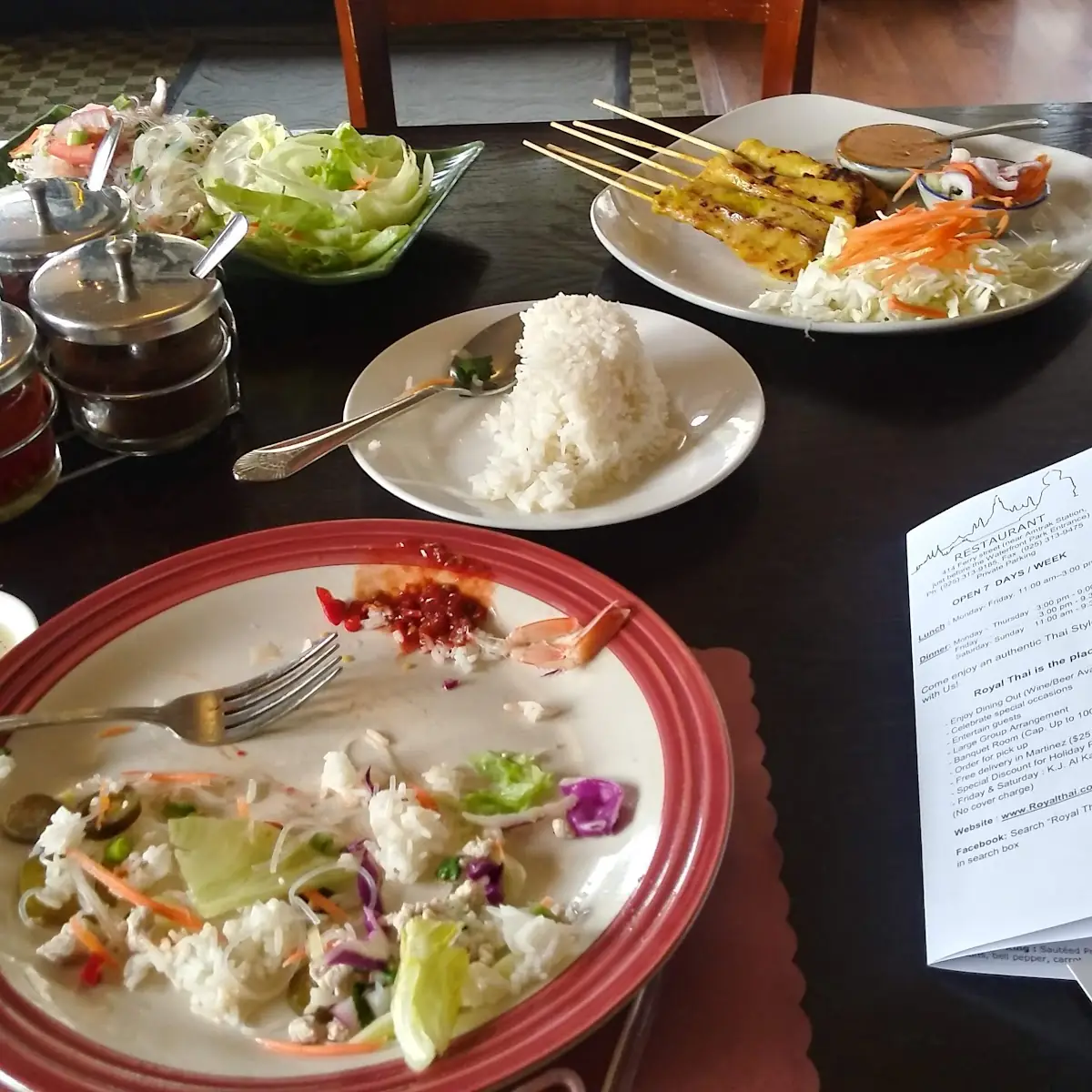 Chicken Satay Jasmine Rice Silver Noodle Shrimp Salad
