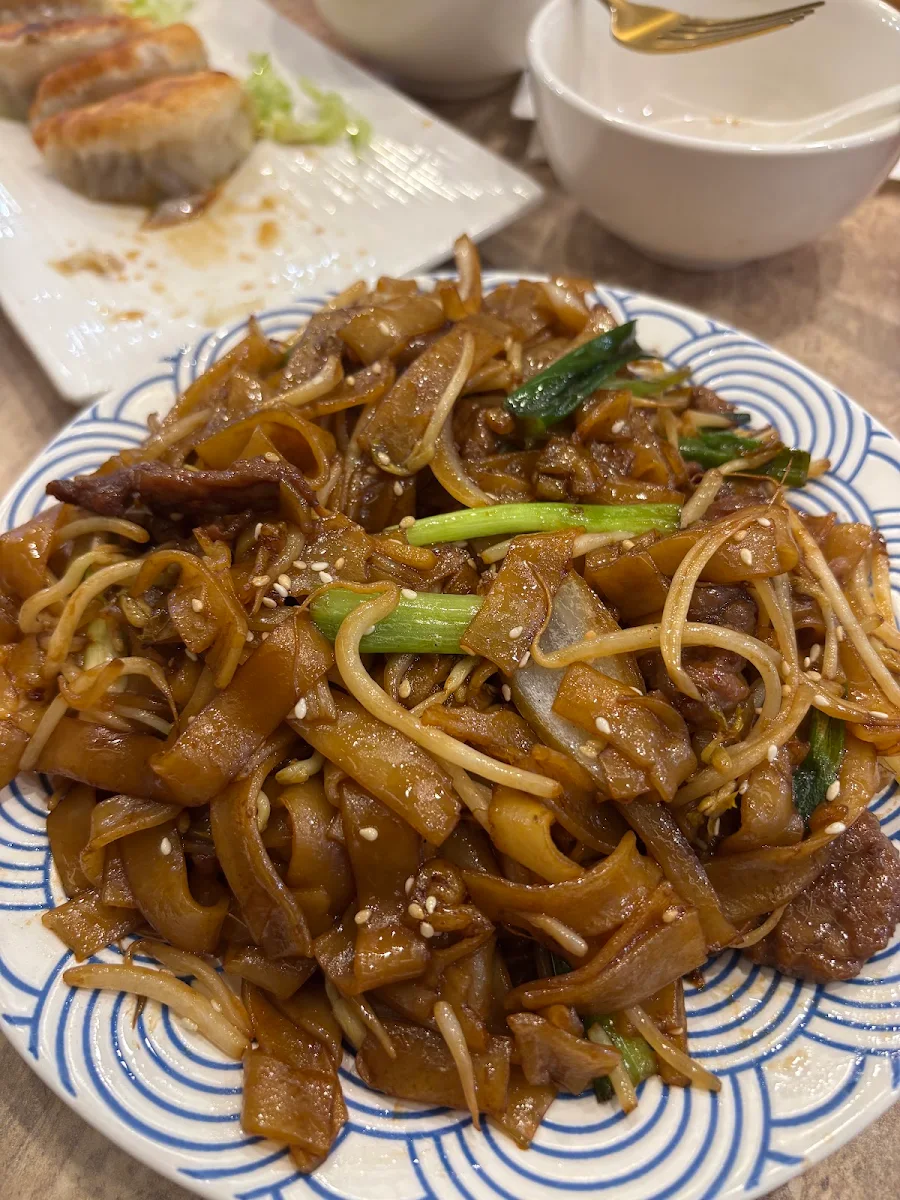 Rice Noodle with Beef in Black Bean Sauce, Fortune Dumpling