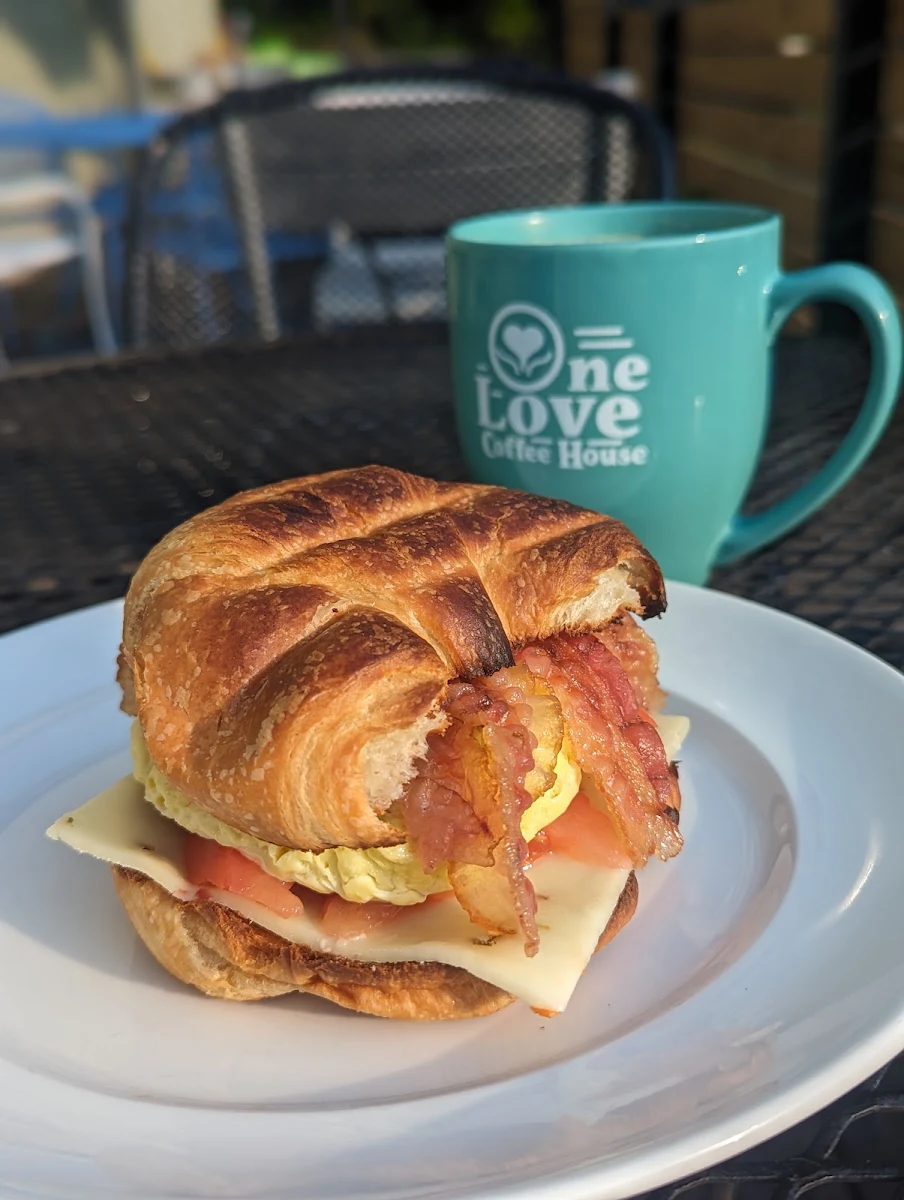 Bacon Egg and Cheese with Tomato on a Croissant