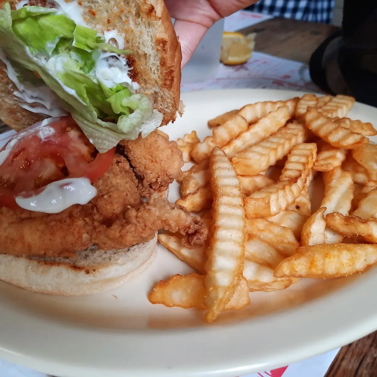 Chicken Tender Sandwich and Fries