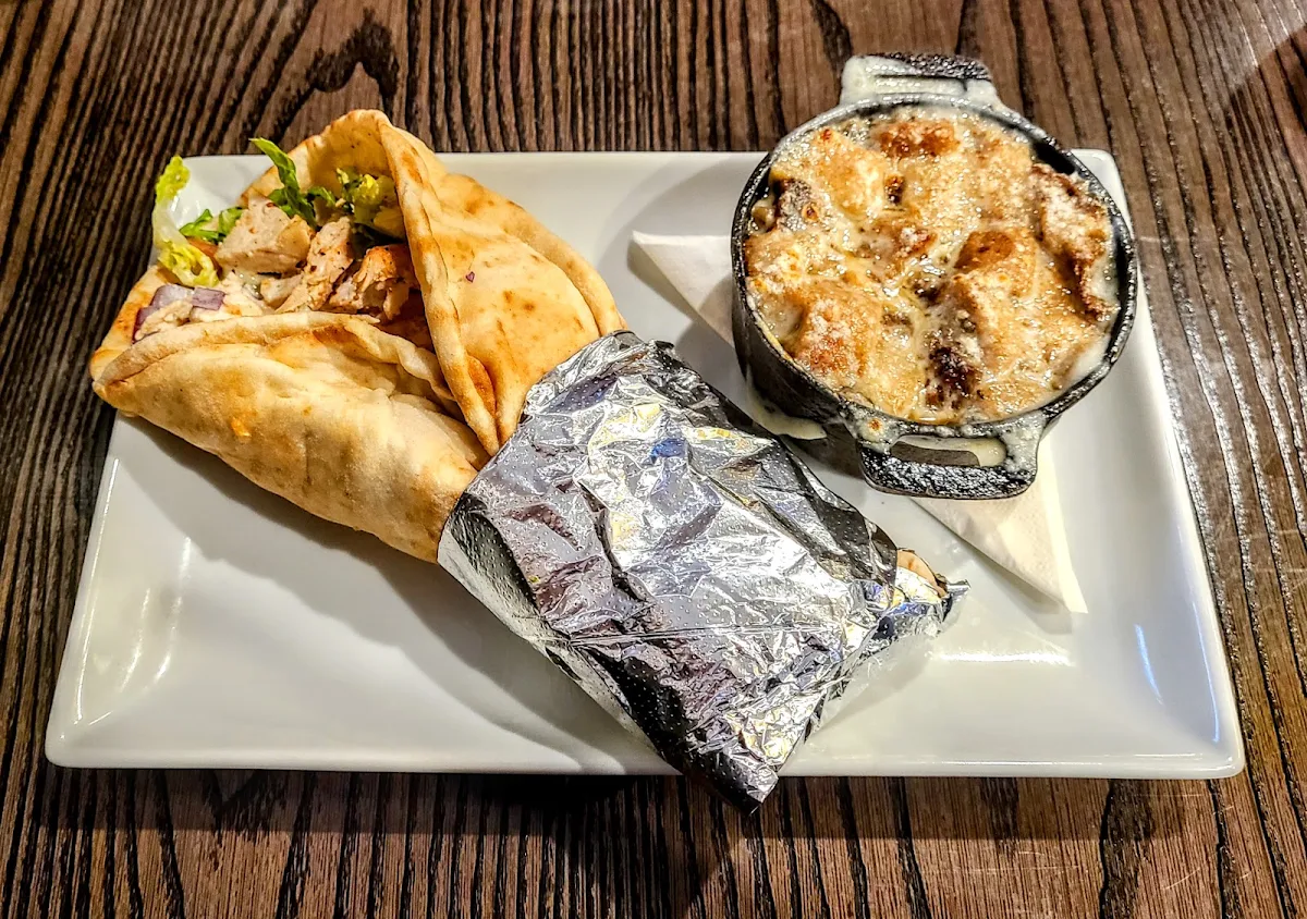Chicken Souvlaki with French Onion Soup