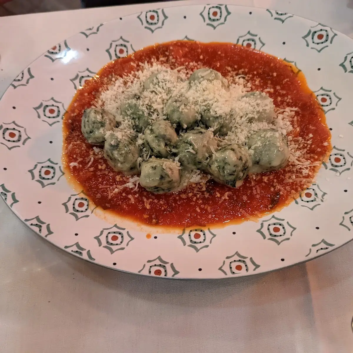 Spinach Gnocchi with Tomato Sauce