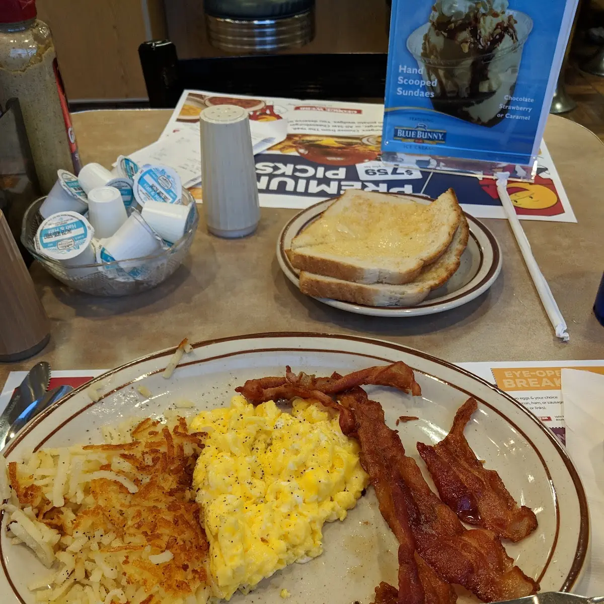 Scrambled Eggs Bacon Hash Browns Toast