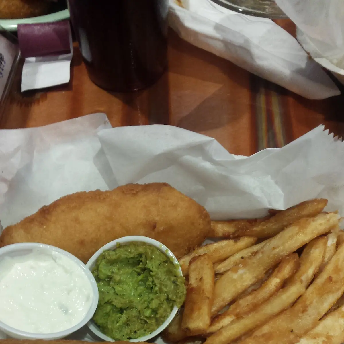 Fish and Chips with Smashed Peas