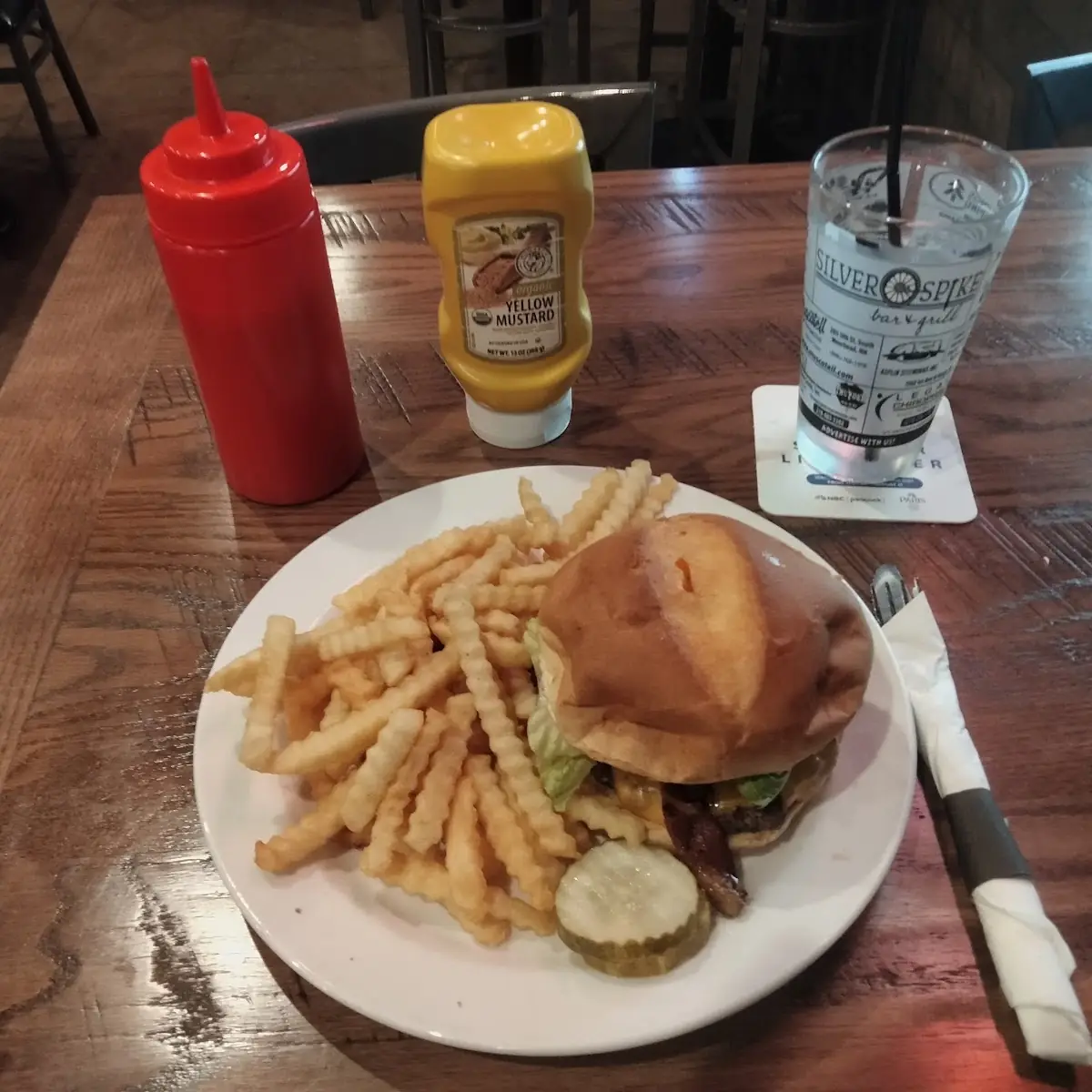 Bacon Cheese Burger and Fries