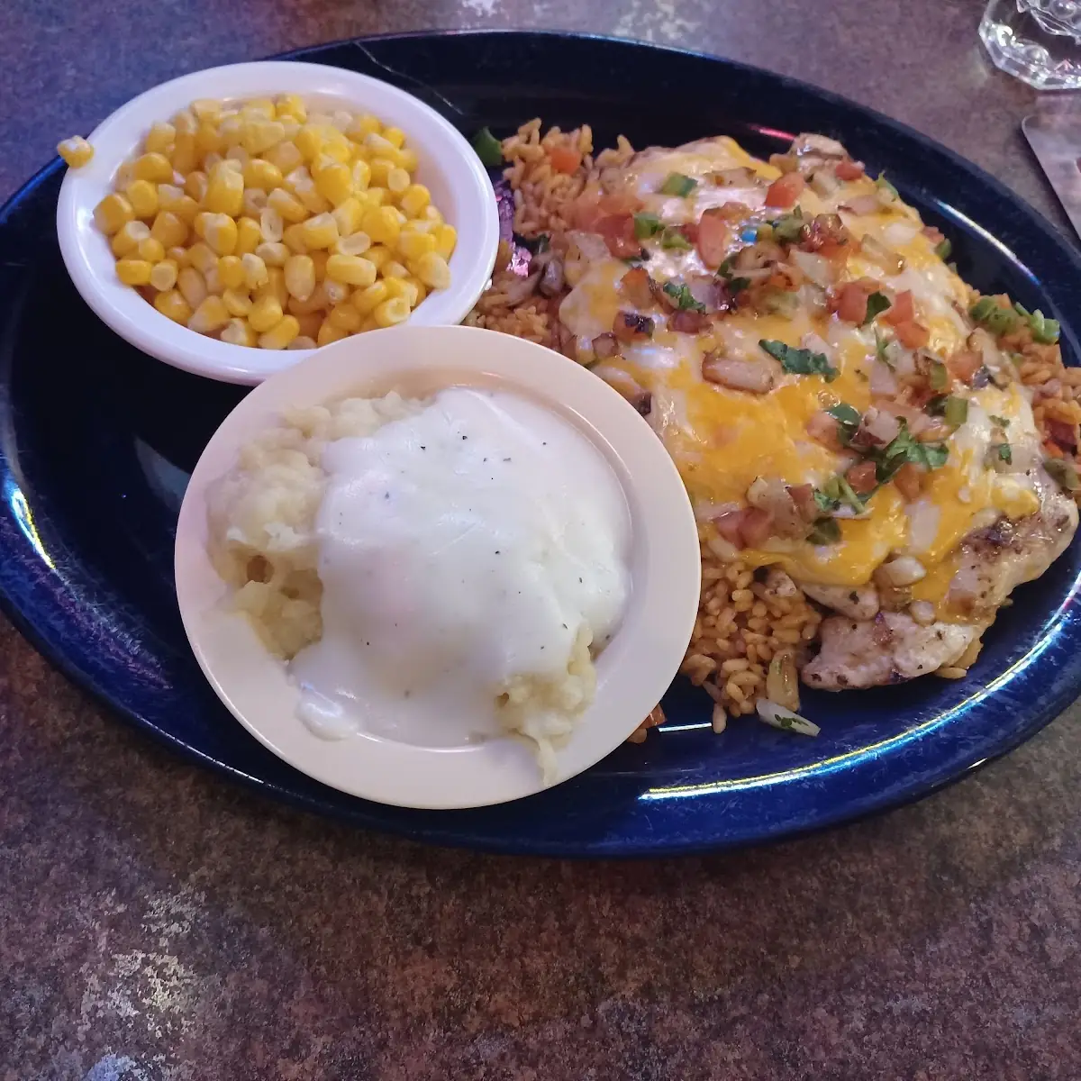Santa Fe Chicken with Corn and Mashed Potatoes