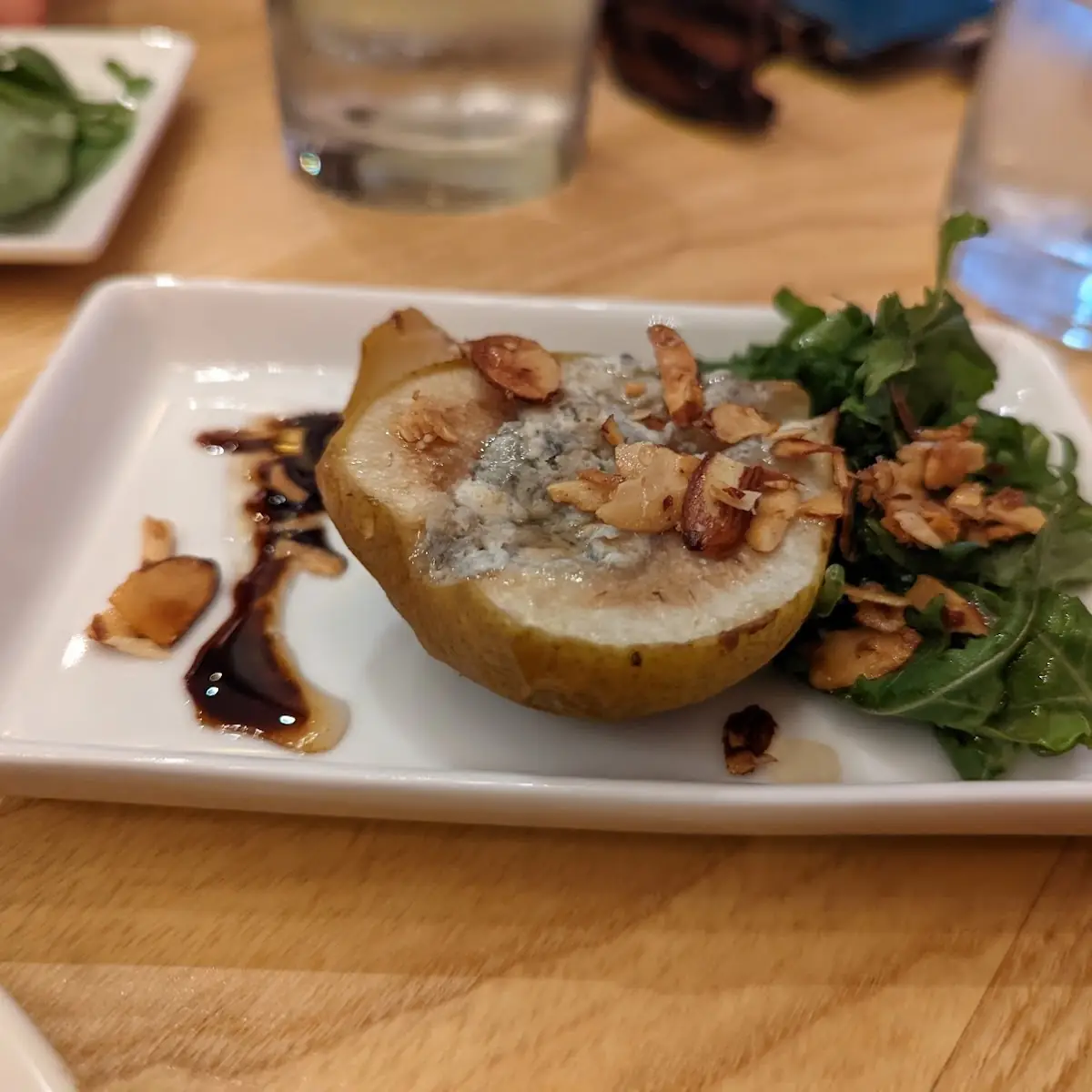 Blue Cheese Stuffed Roasted Pear Almonds Honey