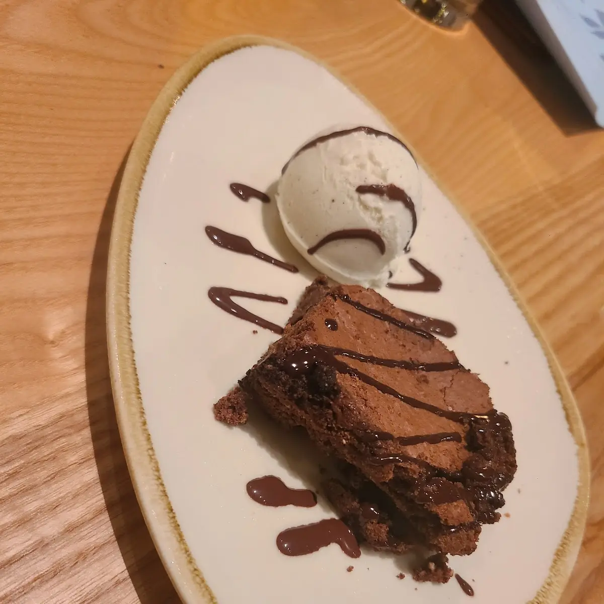 Warm Chocolate Brownie with Vanilla Ice Cream