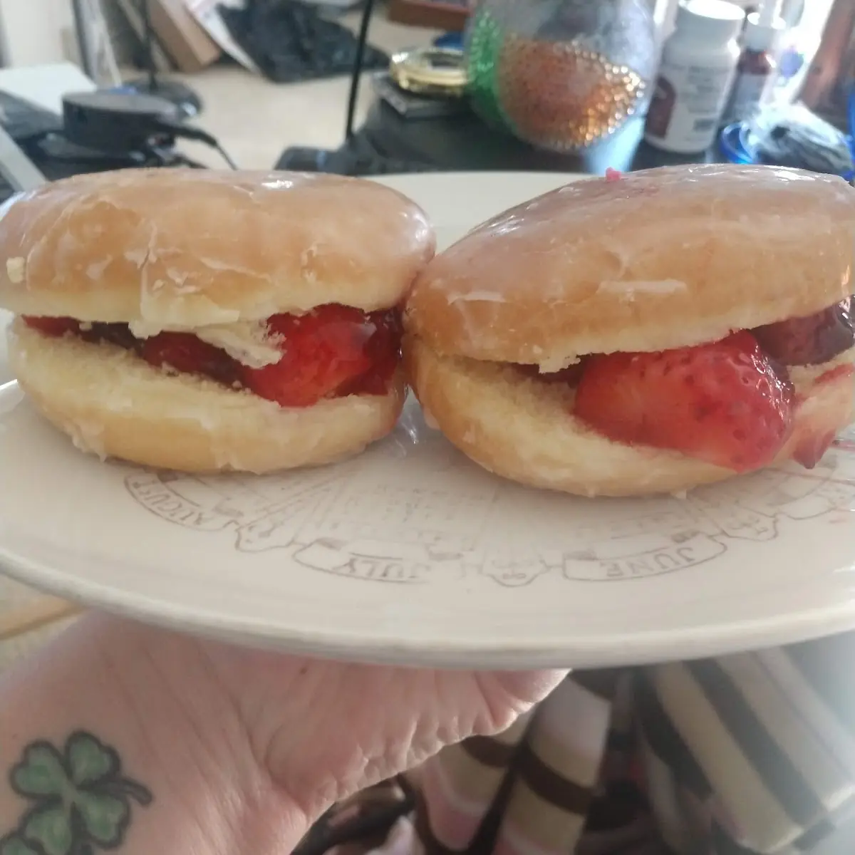 Glazed Strawberry Stuffed Donut