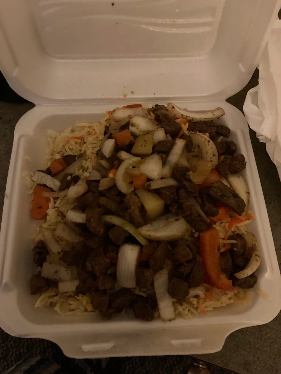 Beef Suqaar Platter, Zembaba 3 Somali, Ethiopian Food Restaurant.