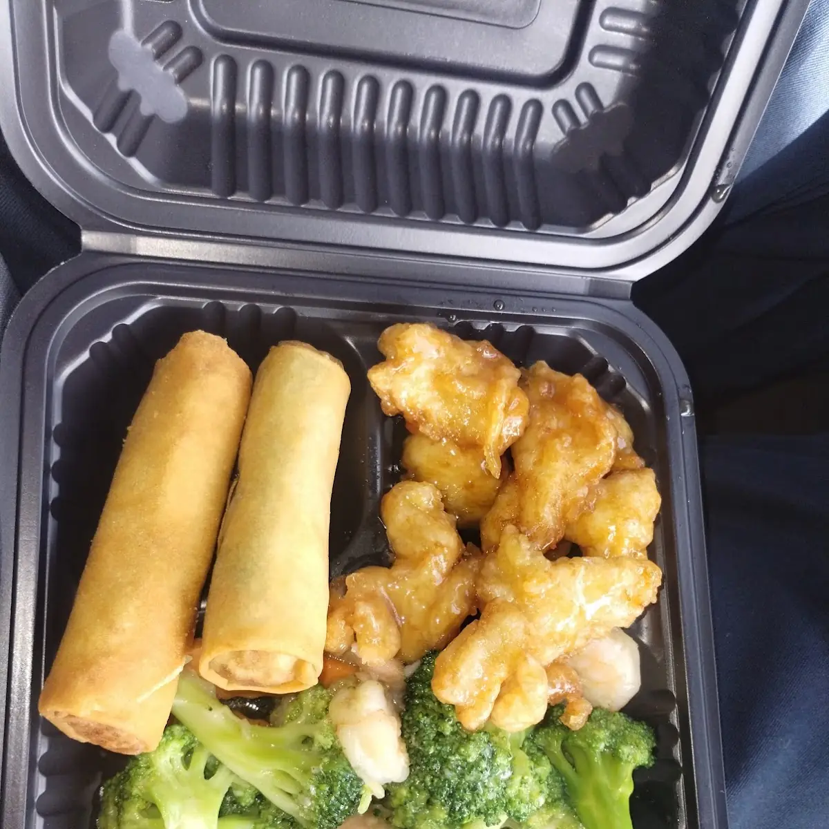 Orange Chicken Broccoli Shrimp Egg Roll