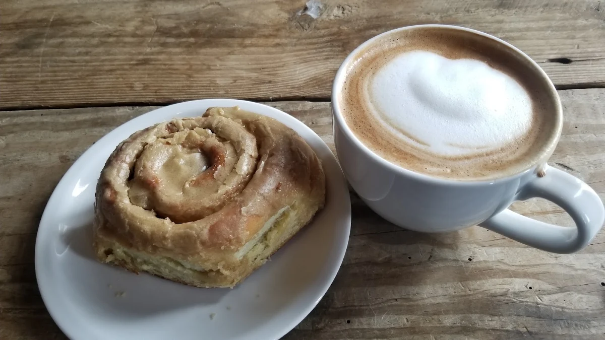 Cinnamon Roll and Mocha Latte