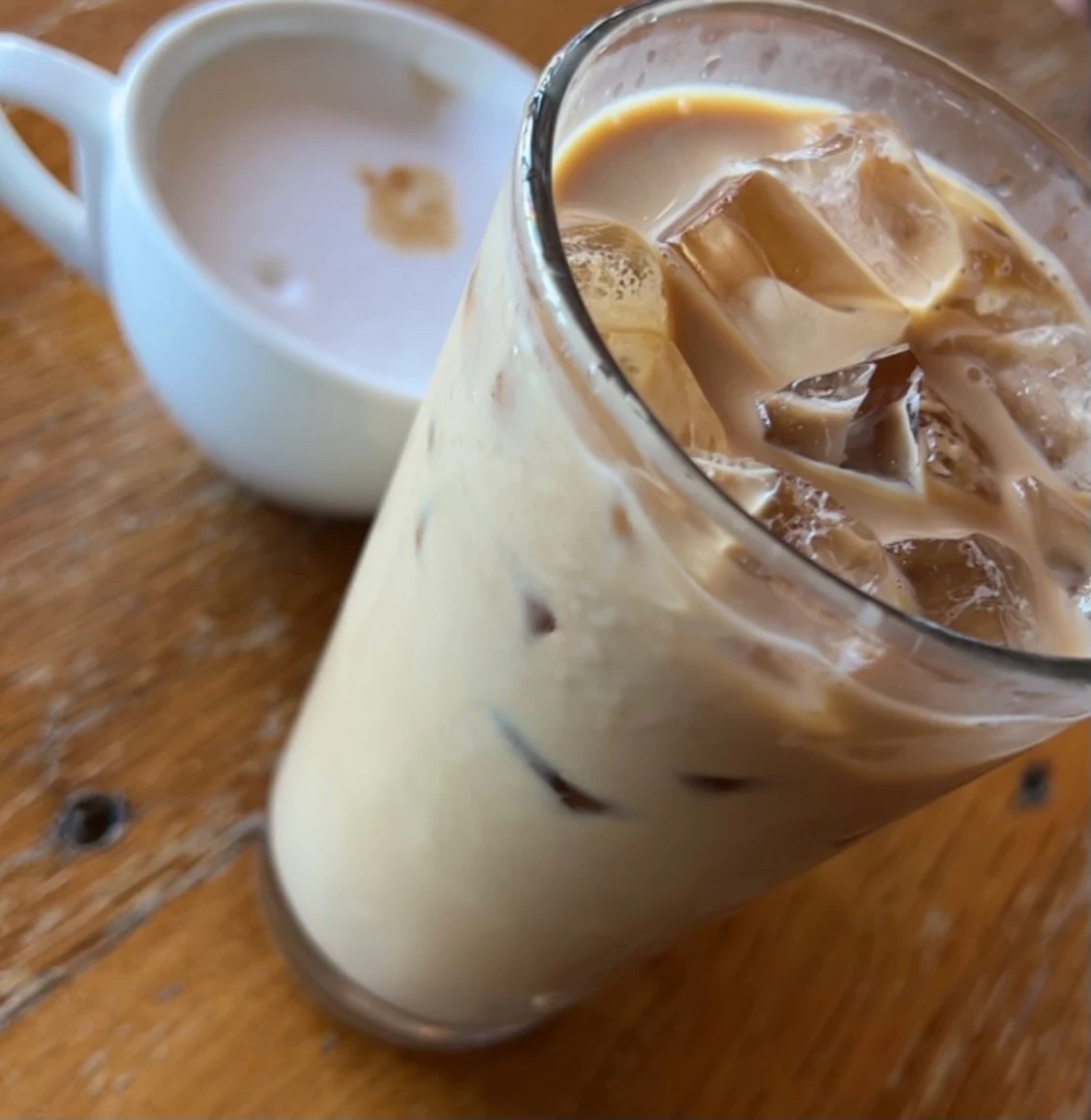 Flat White and Iced Caramel Latte