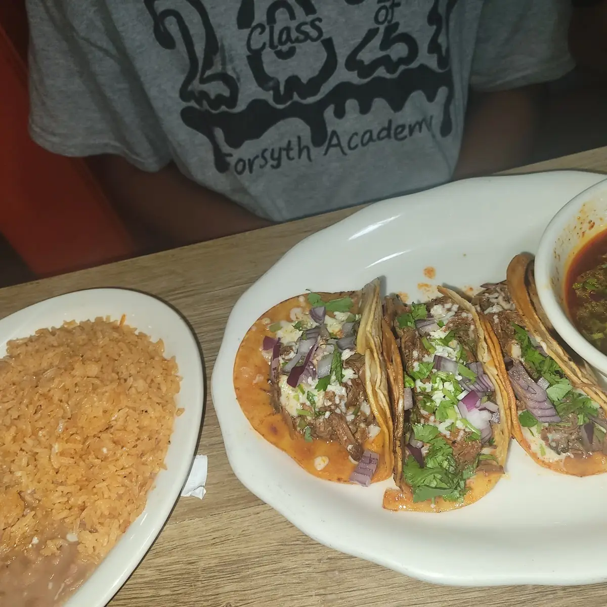 Carne Asada Taco with Rice and Beans